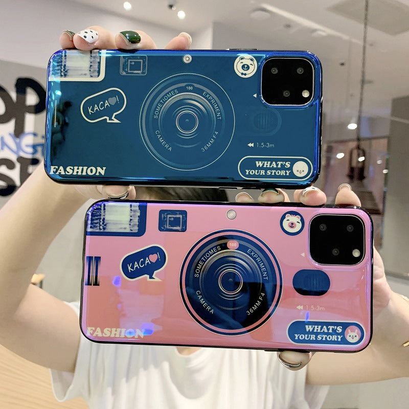 Samsung Note10 Retro Blu-Ray Camera Phone Case For A50A70 Messenger Lanyard Silicone Phone Case Soft