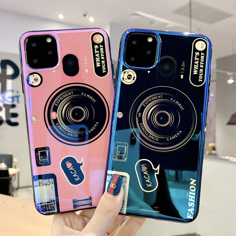 Samsung Note10 Retro Blu-Ray Camera Phone Case For A50A70 Messenger Lanyard Silicone Phone Case Soft