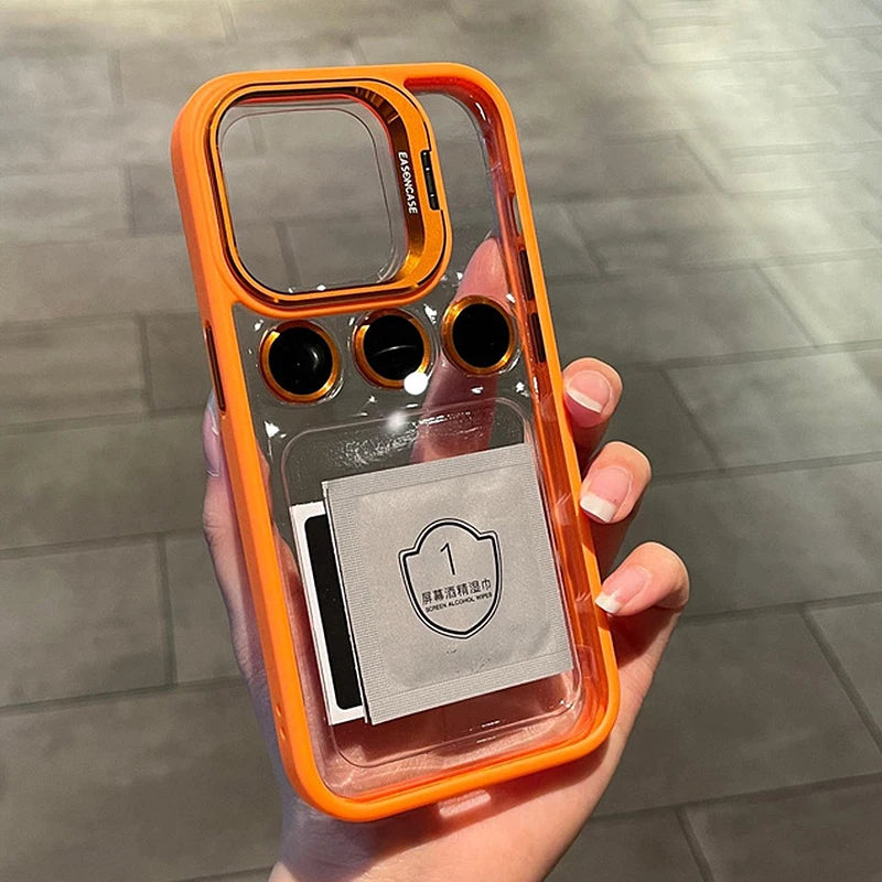 Camera Metal Lens Ring Protection Phone Cases For iPhone 17 16 15 12 13 14 Pro Max 11 Lens Holder transparent Shockproof Cover