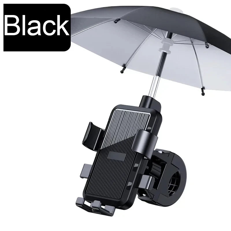 Motorcycle Mobile Phone Holder Stand & Umbrella Rainproof Sunshade Bicycle Outdoor Scooter Phone Clip Handlebar Mount For iPhone