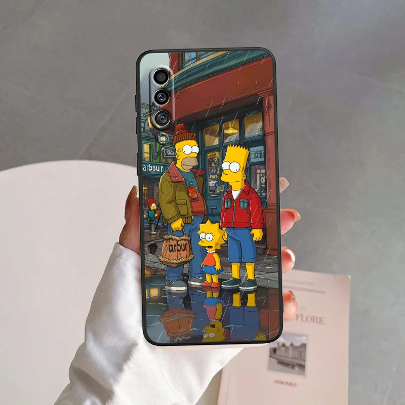 Simpsons Cartoon Fashion For Samsung A53 A52 A33 A32 A51 A71 A21S A13 A73 A50 A22 A23 A03 A72 A54 A12 5G Black Soft Phone Case