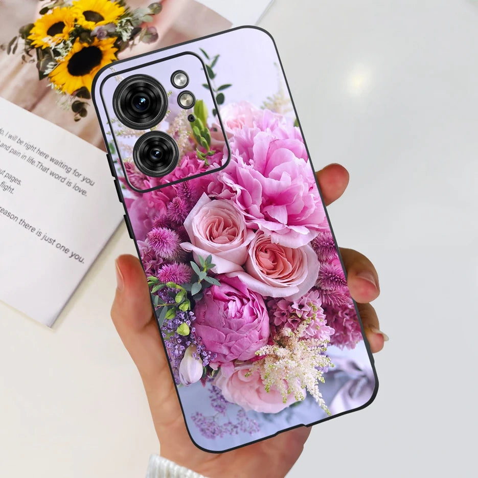 For Motorola Edge 40 Case XT2303-2 Colorful Flower Painted Back Cover 6.55'' Soft Fundas For Motorola Edge 40 Edge40 Phone Cases