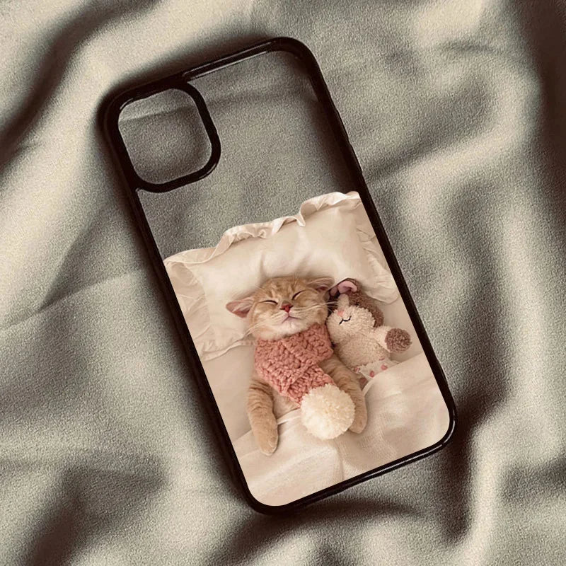Phone Case For Samsung Galaxy S20 S21 S23 S24 Ultra S25 FE A06 A16 A54 A35 A15 A55 A52 A34 5G S25 Funny Cute Cat Silicone Cover
