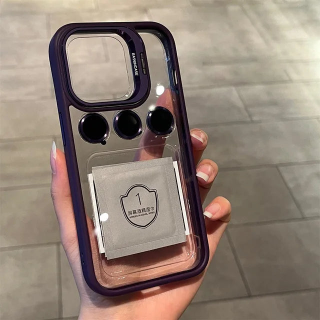 Camera Metal Lens Ring Protection Phone Cases For iPhone 17 16 15 12 13 14 Pro Max 11 Lens Holder transparent Shockproof Cover