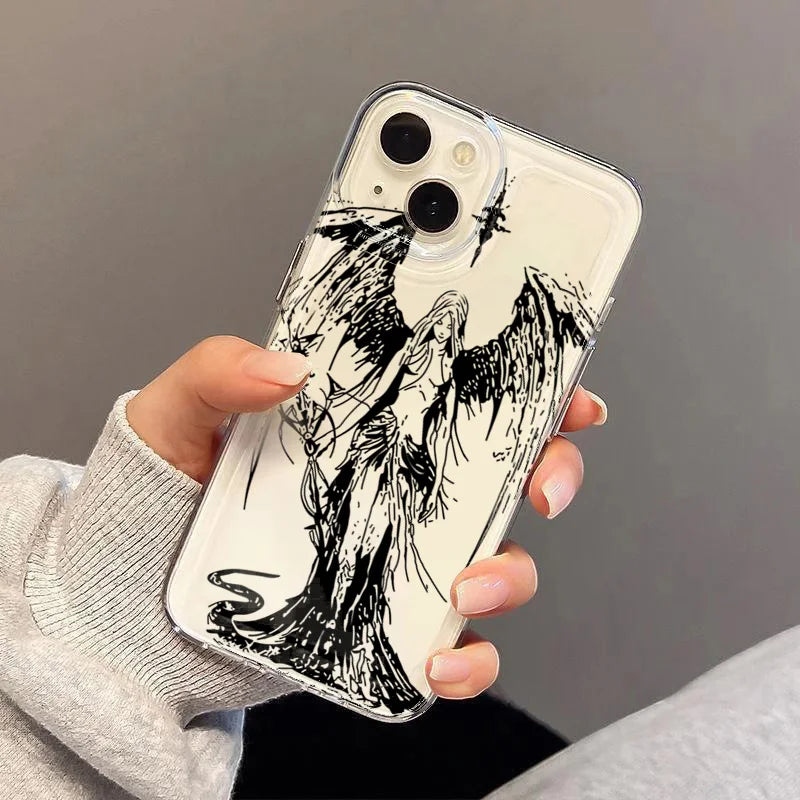 INS Style Space Angel Girl Phone Case for Samsung Galaxy S26 S25 S24 S23 S22 Ultra FE A57 A37 A17 A35 A55 A15 A16 A06 5G Cover