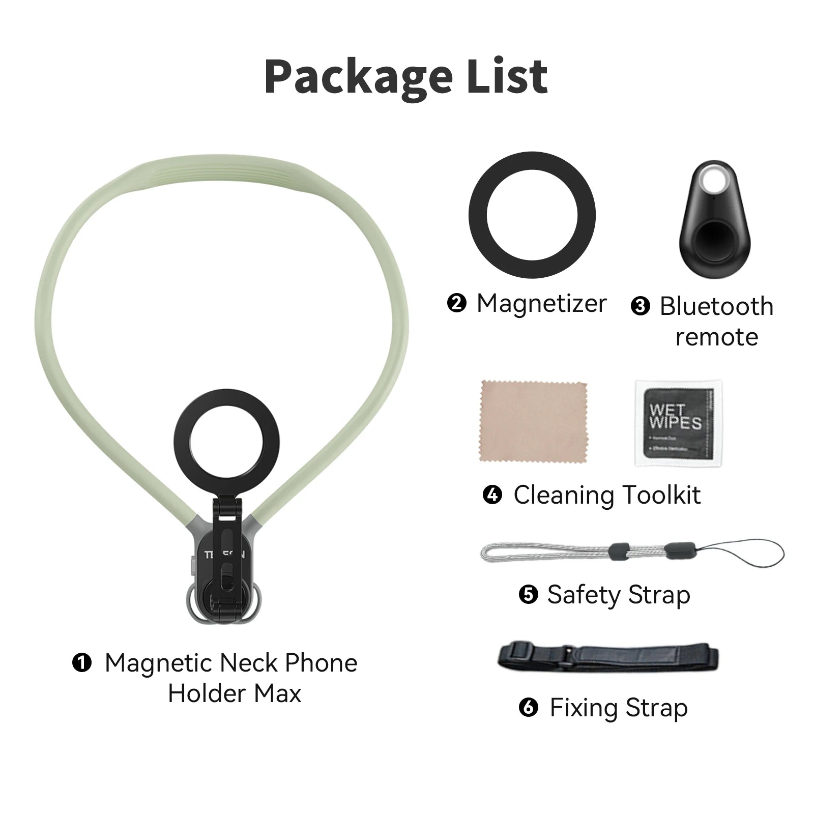 TELESIN Max Magnetic Neck Mount Silicone Quick Release Hold for Iphone 15 14 13 12 11 10 HUAWEI XIAOMI SAMSUNG Phone Accessories