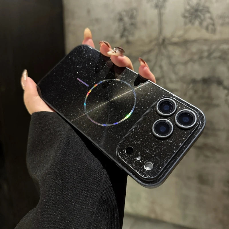Magnetic Glitter Aurora Glossy Phone Case For Magsafe iPhone 17 Air 16 15 PM 14 13 12 11 Pro Max Full Lens Protection Back Cover