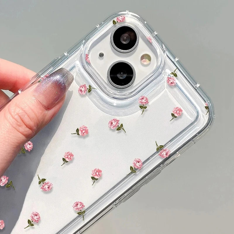 Case For iPhone 16 Cases iPhone 14 15 Pro Max Case Rose Flower Phone Case For iPhone 13 12 11 XS XR X 7 8 Plus Clear Cover