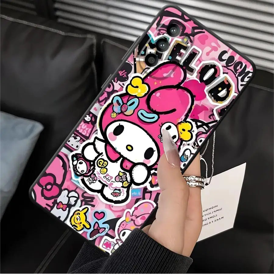 Black Soft Phone Cover Case for Motorola Mot G32 G53 G30 G50 G52 G51 G73 G60s Edge 20 Pro 30 Lite G60 G71 G22 Edge40 G31 Sanrio