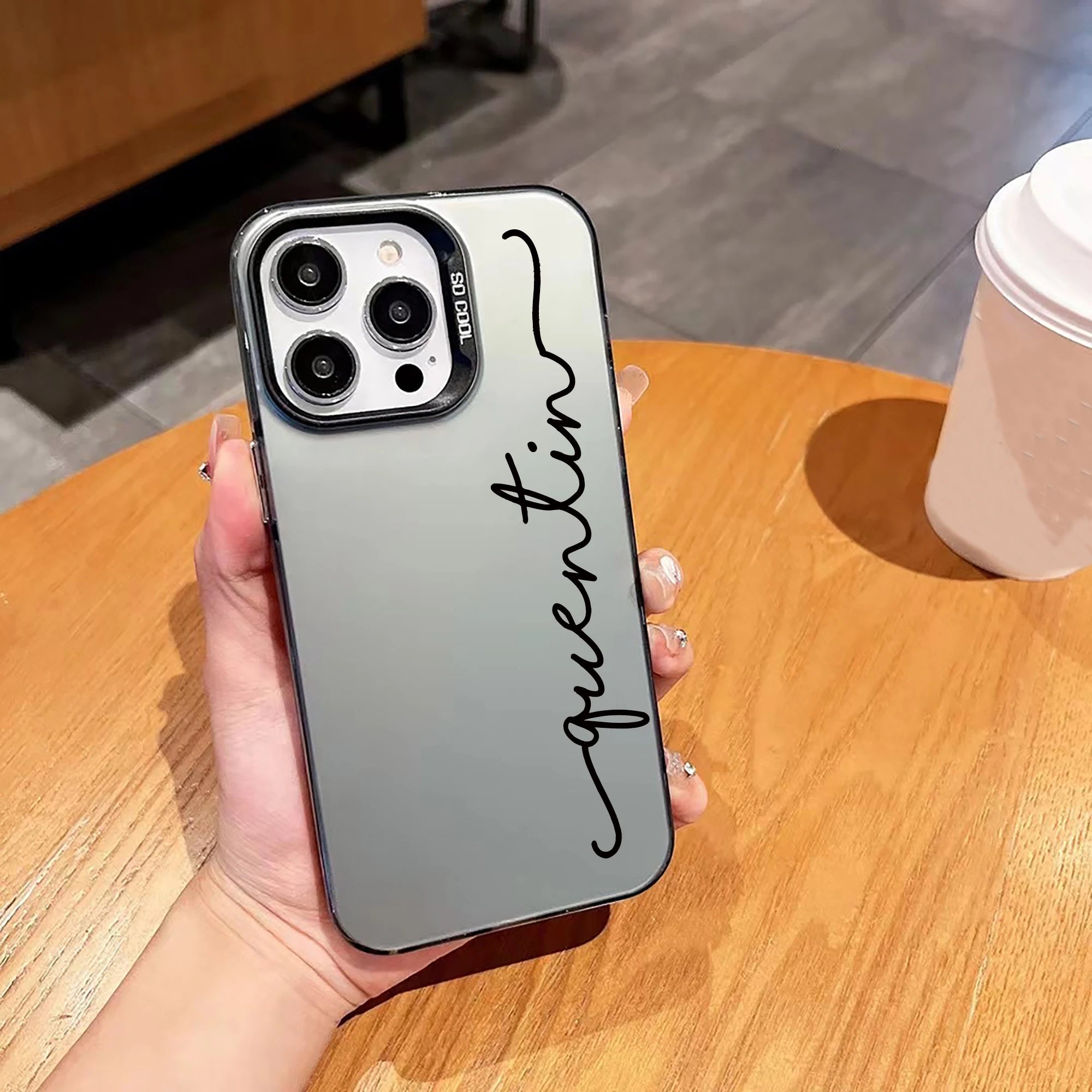 Black Phone Case Personalized Customized Name for iPhone 17 16 15 14 13 12 11 Pro Shockproof DIY Gift for Both Men And Women