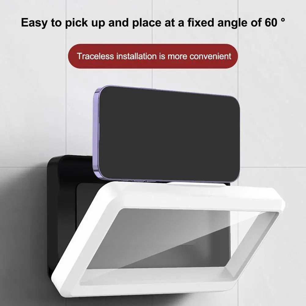 Bathroom Waterproof Phone Case Home Wall Phone Case Stand Box Self-adhesive Touch Screen Phone Cover Shower Sealing Storage