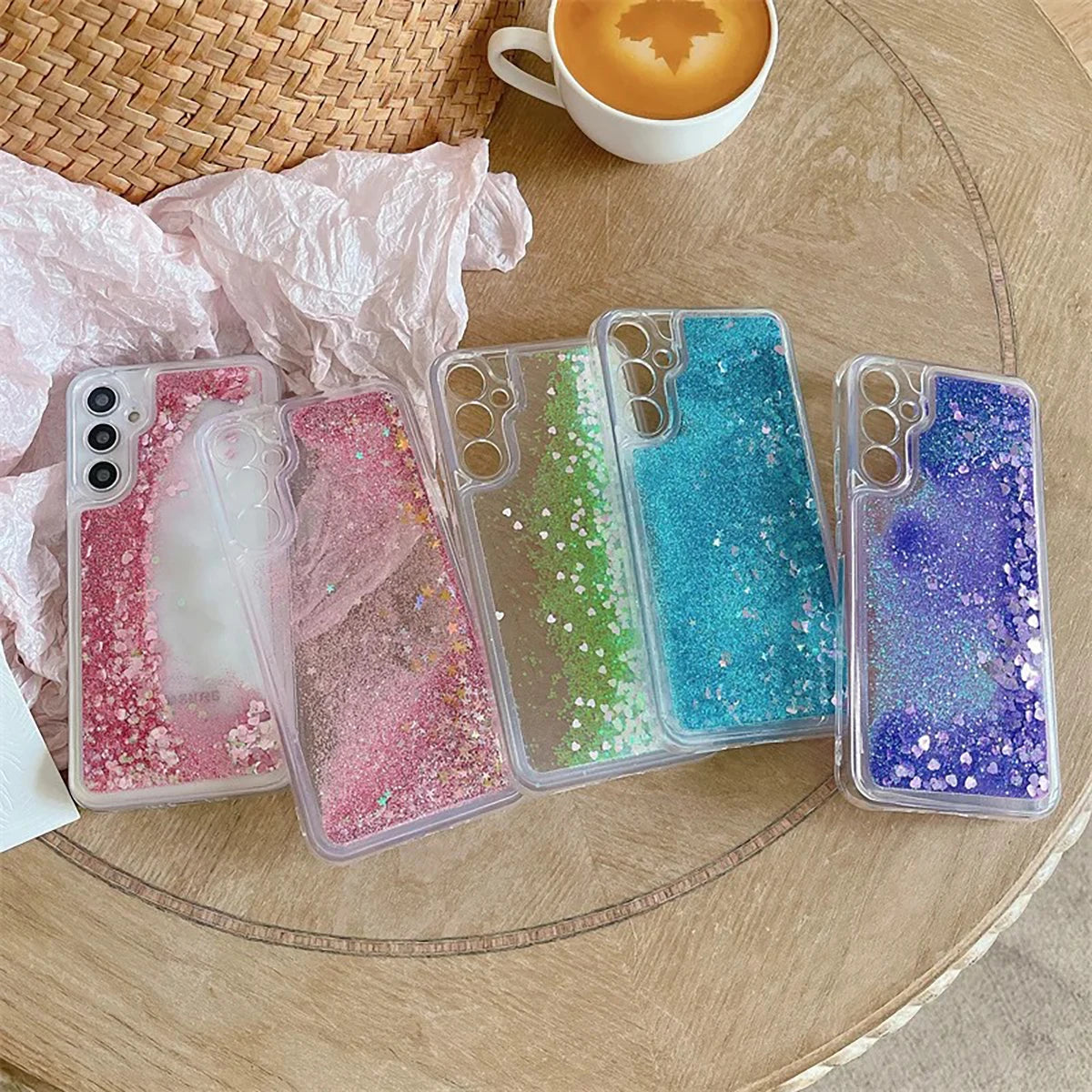 Dynamic Liquid Quicksand Glitter Powder Phone Case For Samsung Galaxy S24 S23 FE S22 S21 S20 Plus S10 Note 20 Ultra 10 9 8 Cover