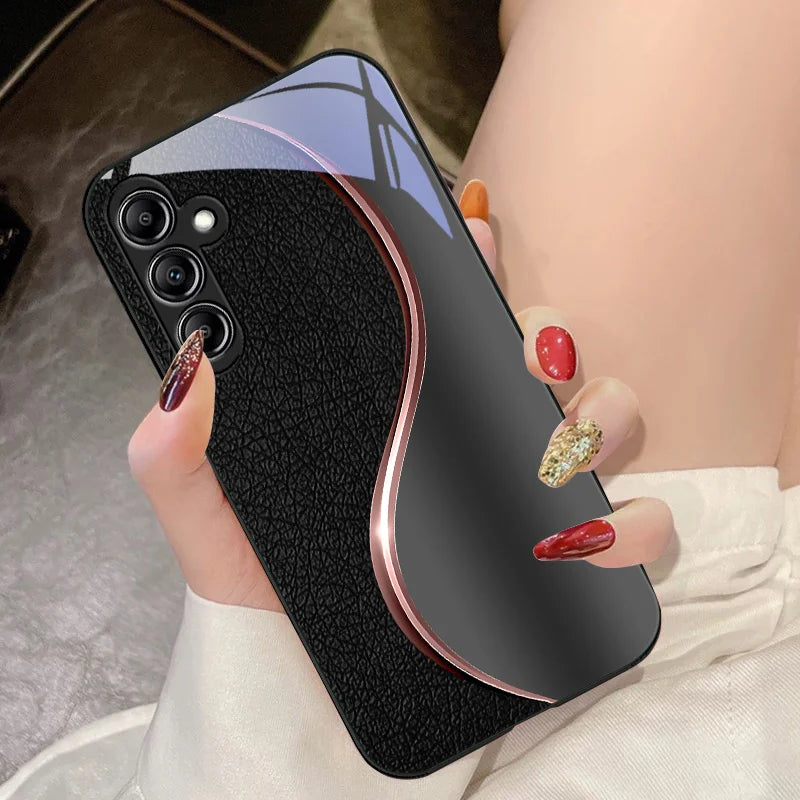 Tempered Glass Phone Case for Samsung Galaxy A14 4G 20 30 52 20S 21S 22 A25 32 33 34 42 50 51 53 54 70 71 5G Dermatoglyph