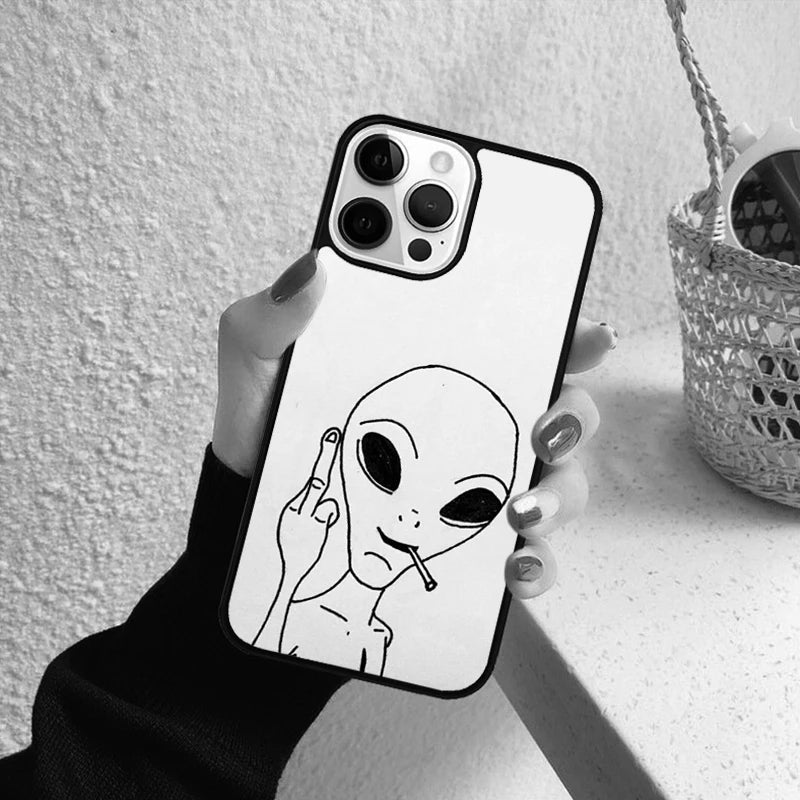 Alien Martian UFO Phone Case for iPhone 17 Air 16 15 14 12 13 PLUS 11 PRO MAX Back Cover Fundas Shell