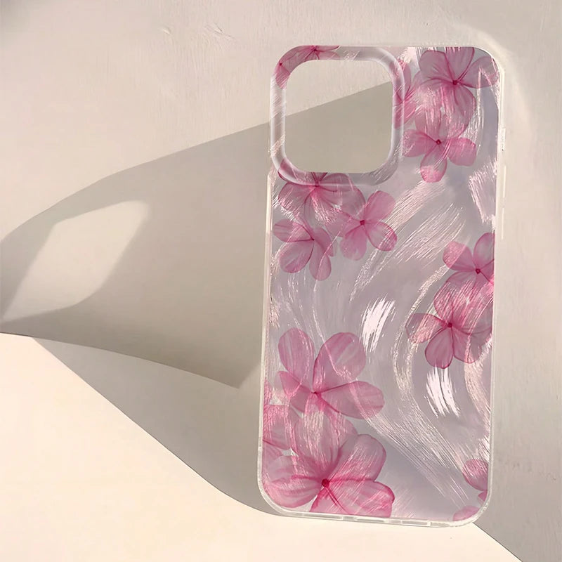 Floral Pattern Phone Case For iPhone 16 Cases iPhone 16e 15 14 13 12 11 Pro Max XS X XR 7 8 Plus SE 2022 Shockproof Bumper Cover