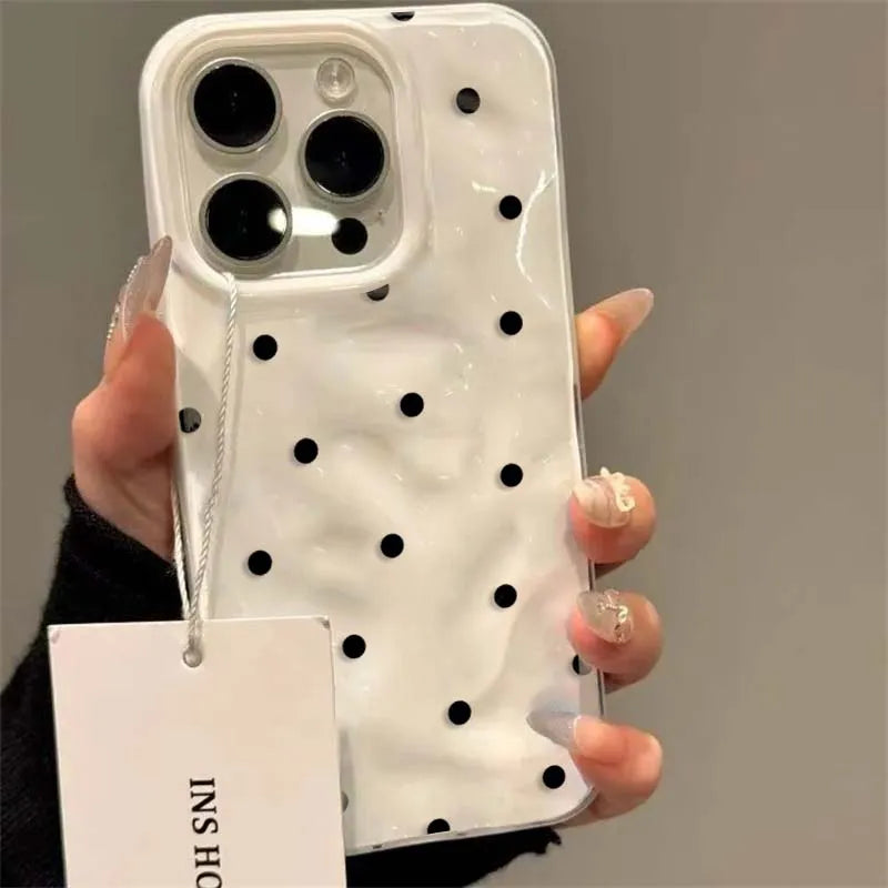 Black Polka Dots Phone Case For IPhone 17 Pro Max 17Air 11 13 12 14 15 16 Plus Simple Cute Shockproof Soft Cover Funda Case