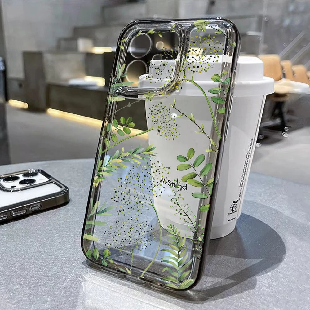 Flower Phone Case For iPhone 16 13 15 11 12 14 17 Pro Max Air 16E XS XR 7 8 SE Shockproof Transparent Cover Silicone Soft Fundas