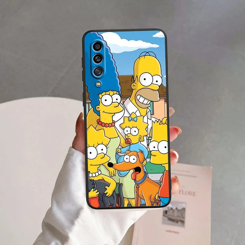 Simpsons Cartoon Fashion For Samsung A53 A52 A33 A32 A51 A71 A21S A13 A73 A50 A22 A23 A03 A72 A54 A12 5G Black Soft Phone Case