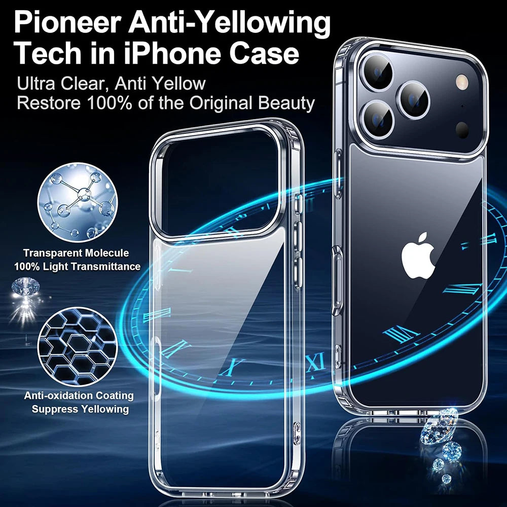 Luxury Clear Phone Case For iPhone 17 16 15 14 13 12 11 Pro Max Plus Air Shockproof Silicone Soft Back Cover Transparent Cases