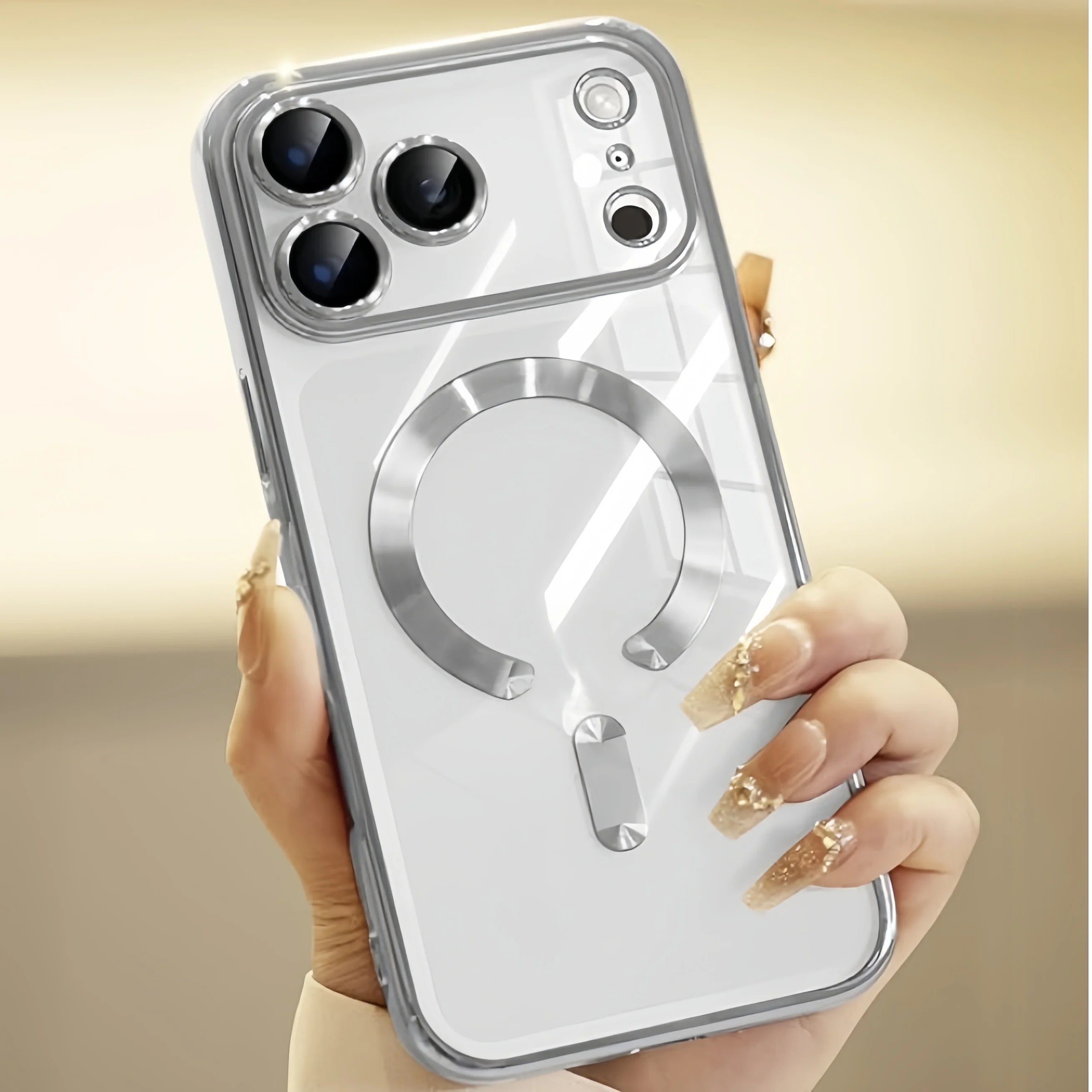 Camera Protection Clear Luxury Plating Cover Soft TPU  Drop Protective With Magnetic Phone Case For iPhone17Pro Max/17Pro/Air/17