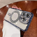 Luxury Glitter Diamond Clear Phone Case For iPhone 15 11 12 13 14 Pro Max Magsafe Magnetic iphone Case Wireless Charging Cover