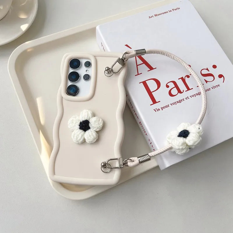 Furry Flower Rope Candy Wave Phone Case For Motorola Moto G100 Pro G86 G56 G85 G75 G55 G45 G35 G15 G10 Power G71S G05 Soft Cover