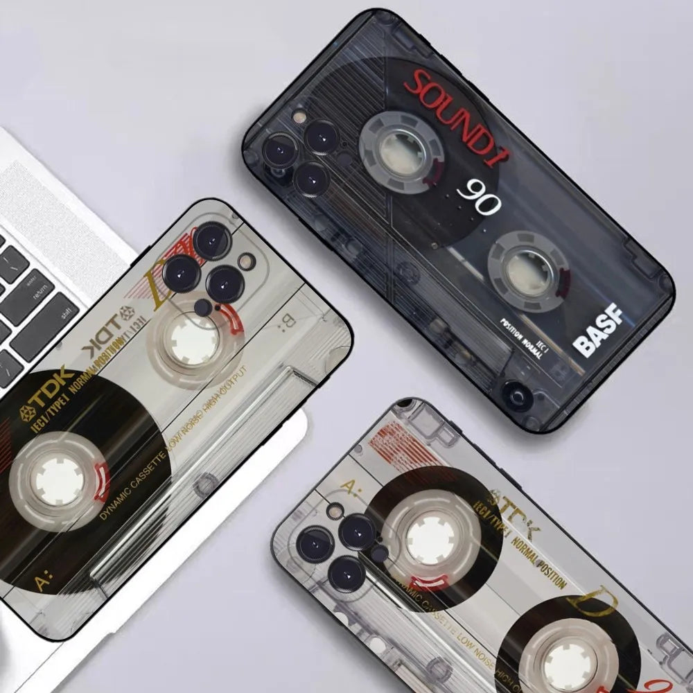 Magnetic Radio tape Cassette Phone Case for iPhone 15 8 7 6 6S Plus X SE 2020 XR XS 14 11 12 13 Mini Pro Max Mobile Case