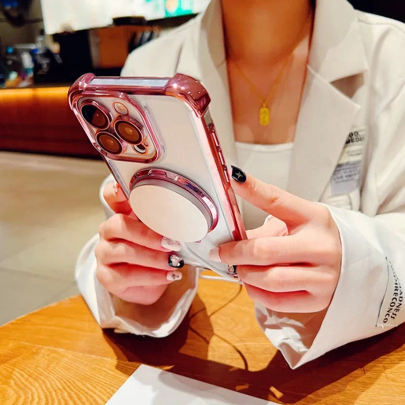 Transparent Magnetic Holde Bracket Case for Motorola Moto G86 G56 G05 G24 G14 G34 G04 G84 G54 E14 E15 G53 G52 Shockproof Cover