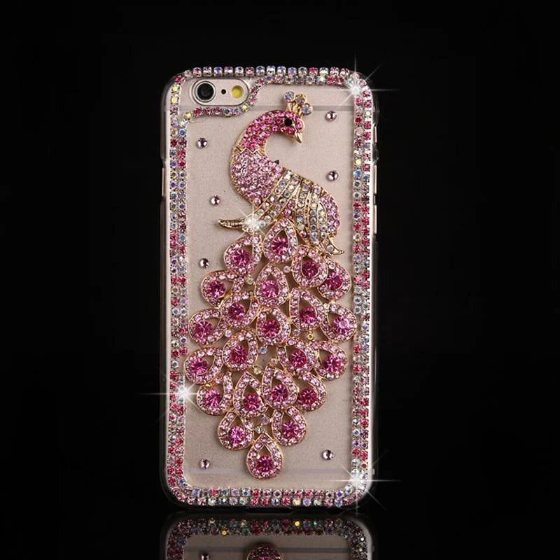 Cases for iPhone 17 Air 16 16e 15 14 13 12 11 7 8 Pro Max Plus X XS XR SE 2020 2022 Case Diamond Phone Cover coque Peacock