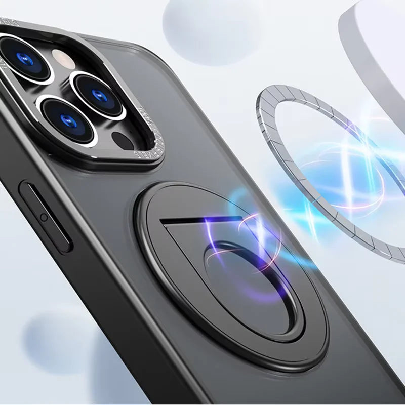 Magnetic Mobile Phone Case with Ring Kickstand for iPhone 15 14 Pro Max Case 13 12 11 Plus Matte Cases Shockproof Stand Cover