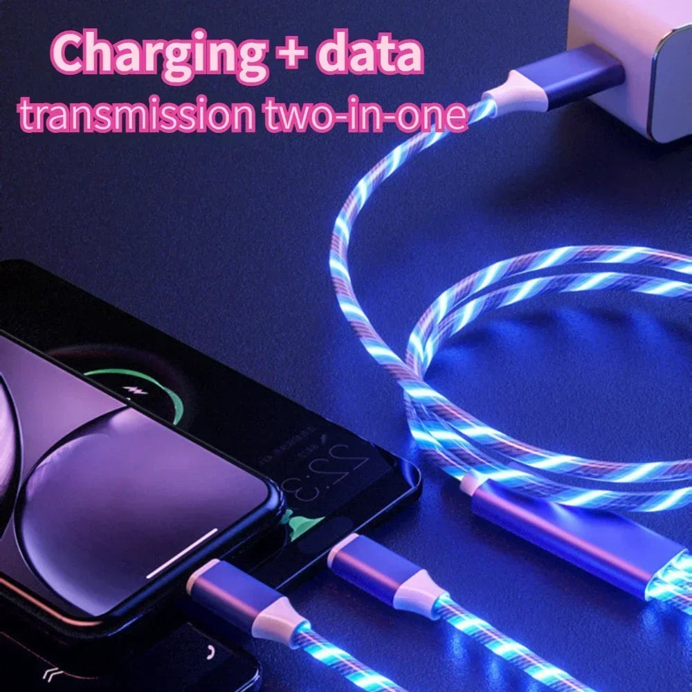 Glowing LED Cable 3A Fast Charging Cable Type C USB Type C High Speed Data Transfer Cable Flowing Streamer Light LED USB C Cord