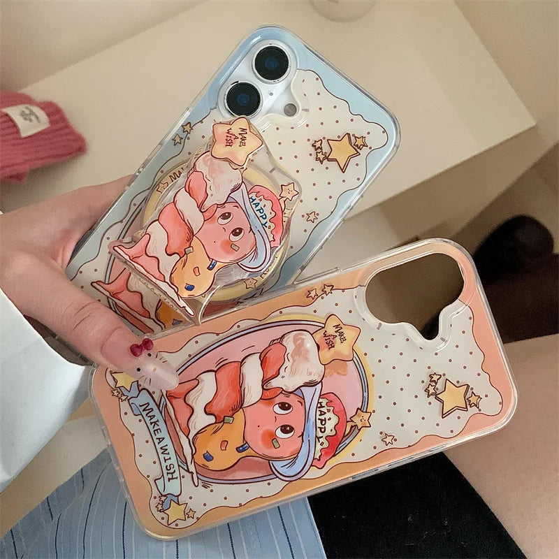 Magnetic Phone Case For iPhone 16 Pro 15 14 13 Pro Max Cover with Magsafe Holder Cute Candle Star Shockproof Silicone Cases 15