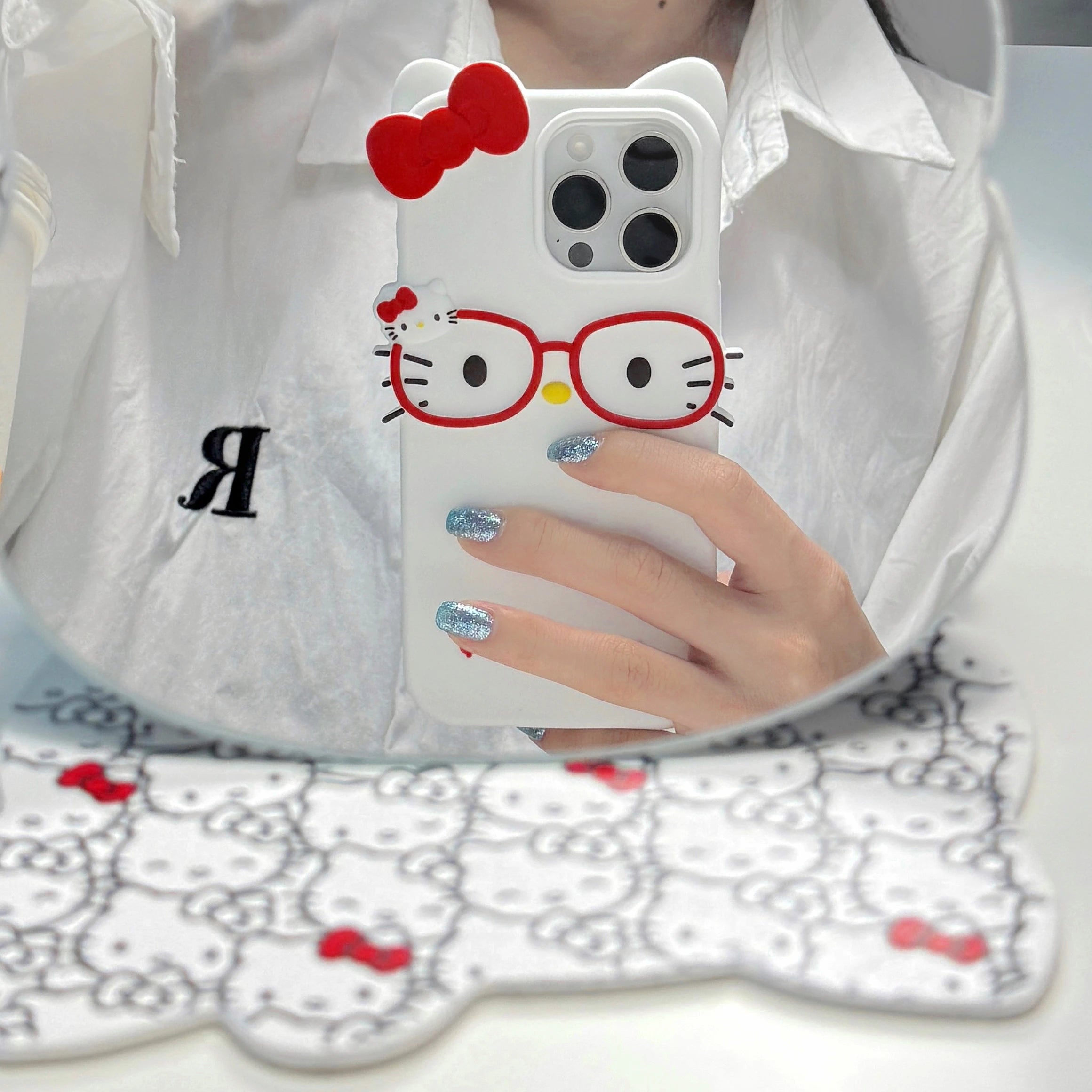 3D Stereoscopic Phone Case For iPhone 17 16 15 14 13 12 11 Pro Max Cute Cartoon Sanrio Hello Kitty Bow Cases Soft Silicone Cover
