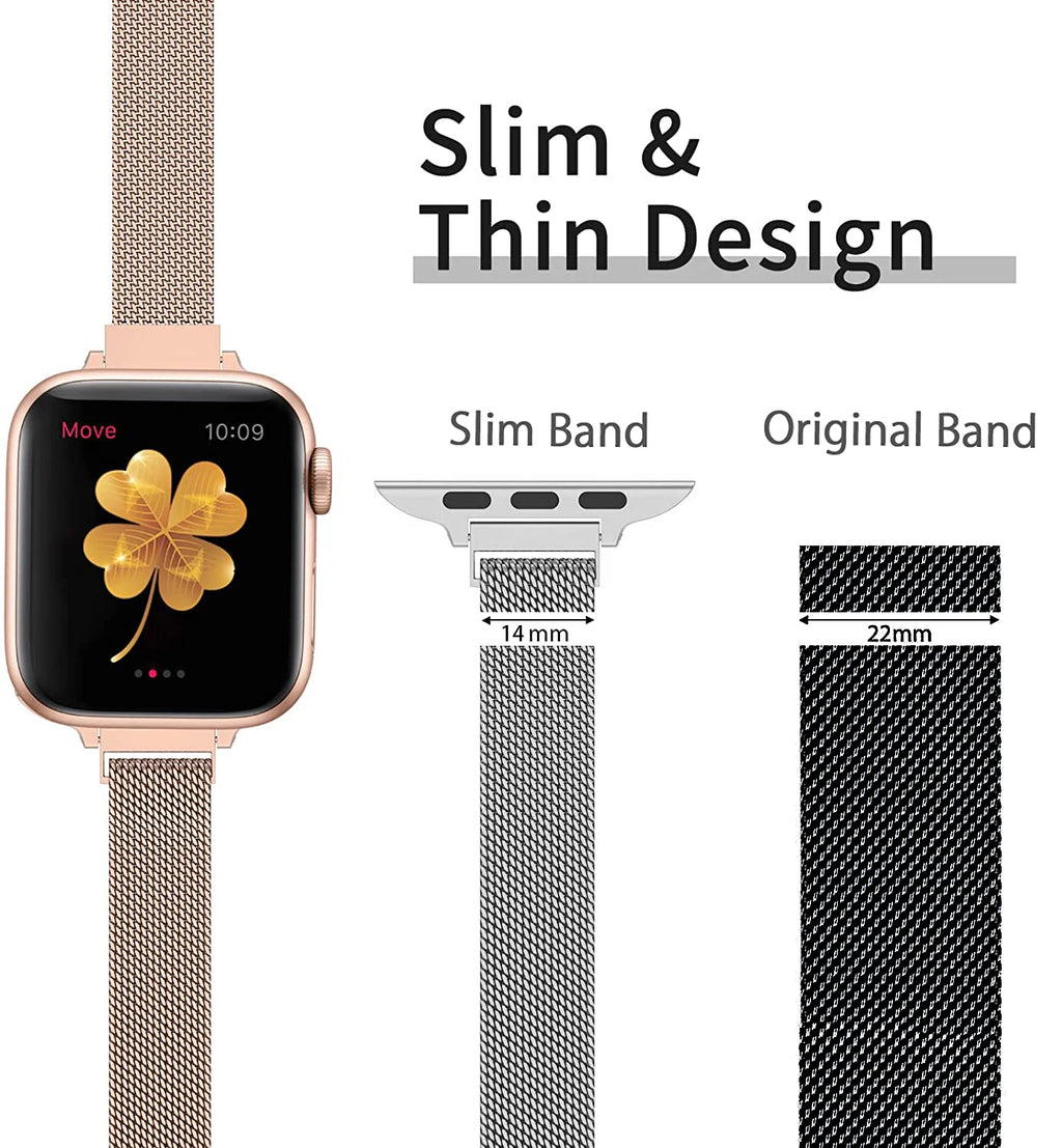 Women Slim Strap for Apple Watch 38mm 40mm 41mm Stainless Steel Metal Bracelet Magnetic Milanese Loop for Apple watch 34567se
