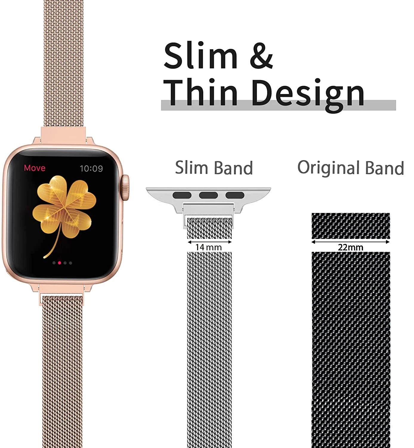 Women Slim Strap for Apple Watch 38mm 40mm 41mm Stainless Steel Metal Bracelet Magnetic Milanese Loop for Apple watch 34567se