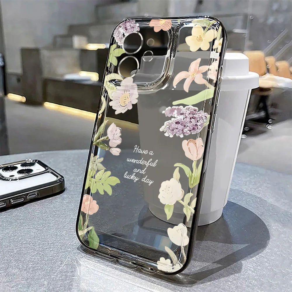 Flower Phone Case For iPhone 16 13 15 11 12 14 17 Pro Max Air 16E XS XR 7 8 SE Shockproof Transparent Cover Silicone Soft Fundas