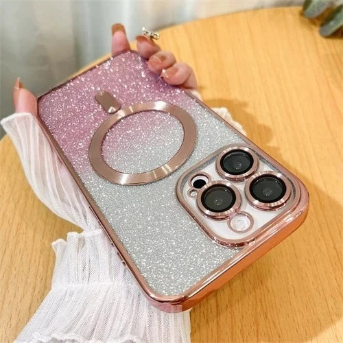 Glitter Shiny Cases  For iPhone 17 Air 16 15 14 13 12 11 Pro Max Plus For Magsafe Plating Soft Bling Wireless Charging Cover Hot