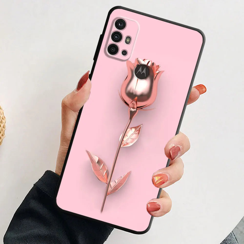 Love Rose Gold Style Phone Case for Motorola Moto G31 G32 G200 G52 G72 G30 G51 G71 5G G22 G50 G82 G8 Power Lite G60 Cover