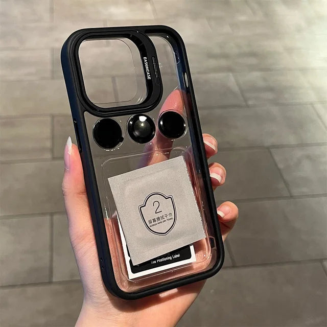 Camera Metal Lens Ring Protection Phone Cases For iPhone 17 16 15 12 13 14 Pro Max 11 Lens Holder transparent Shockproof Cover