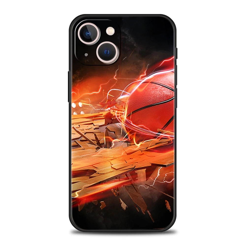 Basketball Basket Sports Phone Case Cover for iPhone 16 15 14 13 12 Pro Max XR XS 11 7 8 Plus Shockproof Silicone Soft Shell Bag
