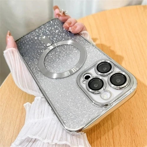 Glitter Shiny Cases  For iPhone 17 Air 16 15 14 13 12 11 Pro Max Plus For Magsafe Plating Soft Bling Wireless Charging Cover Hot