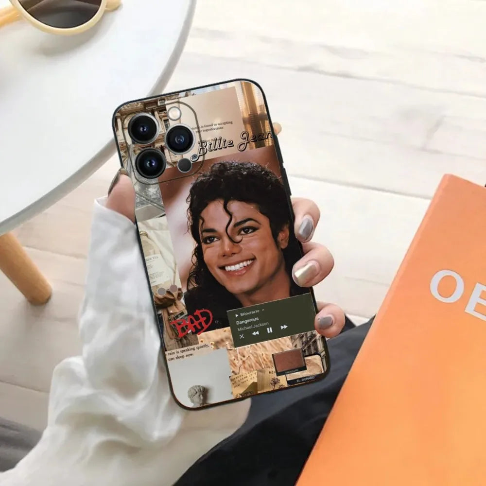 Singer Michael Jackson Phone Case For iPhone 15,14,13,12,11,Plus,Pro Max,XS,X,XR,SE,Mini,8,7 Soft Silicone Black Cover