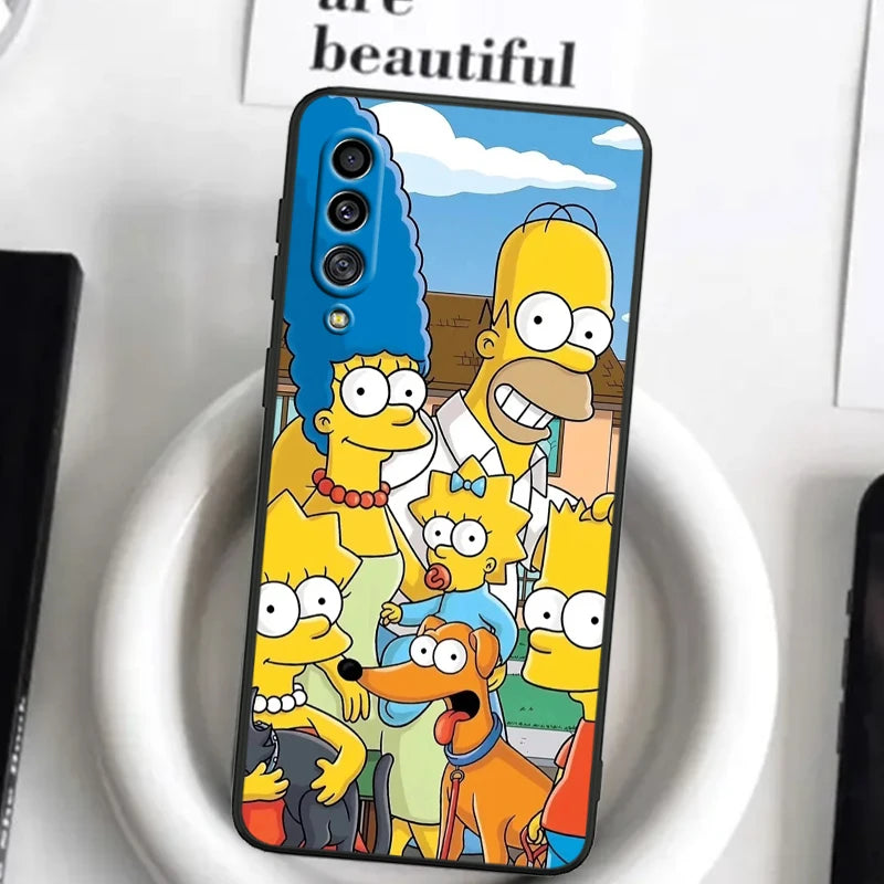 Simpsons Cartoon Fashion For Samsung A53 A52 A33 A32 A51 A71 A21S A13 A73 A50 A22 A23 A03 A72 A54 A12 5G Black Soft Phone Case