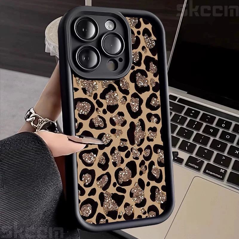 Leopard Print Mom Letter Patter Phone Case For iPhone 16 15 Pro Max 14 Plus 13 12 11 X XS XR 7 8 Plus Matte Silicone Soft Cover