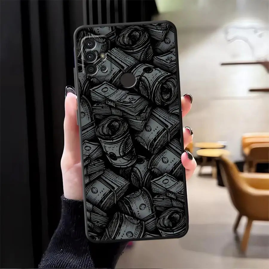 Dollar Money Case for Motorola Mot G22 Edge40 G50 Edge 20 Pro 30 Lite G52 G60s G60 G32 G51 G73 G53 G30 G71 Black Soft Phone