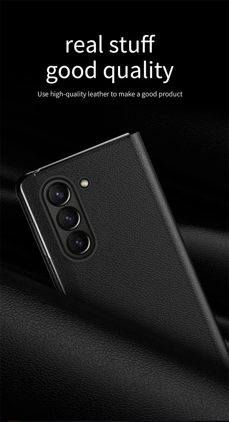 For Samsung Galaxy Z Fold 7 6 5 4 3 2 5G Luxury PU Leather Card Slot Wallet Bracket Phone Case  Full Protection Shockproof Case