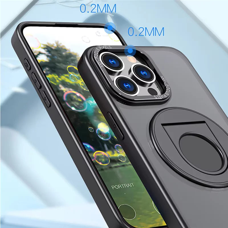 Magnetic Mobile Phone Case with Ring Kickstand for iPhone 15 14 Pro Max Case 13 12 11 Plus Matte Cases Shockproof Stand Cover