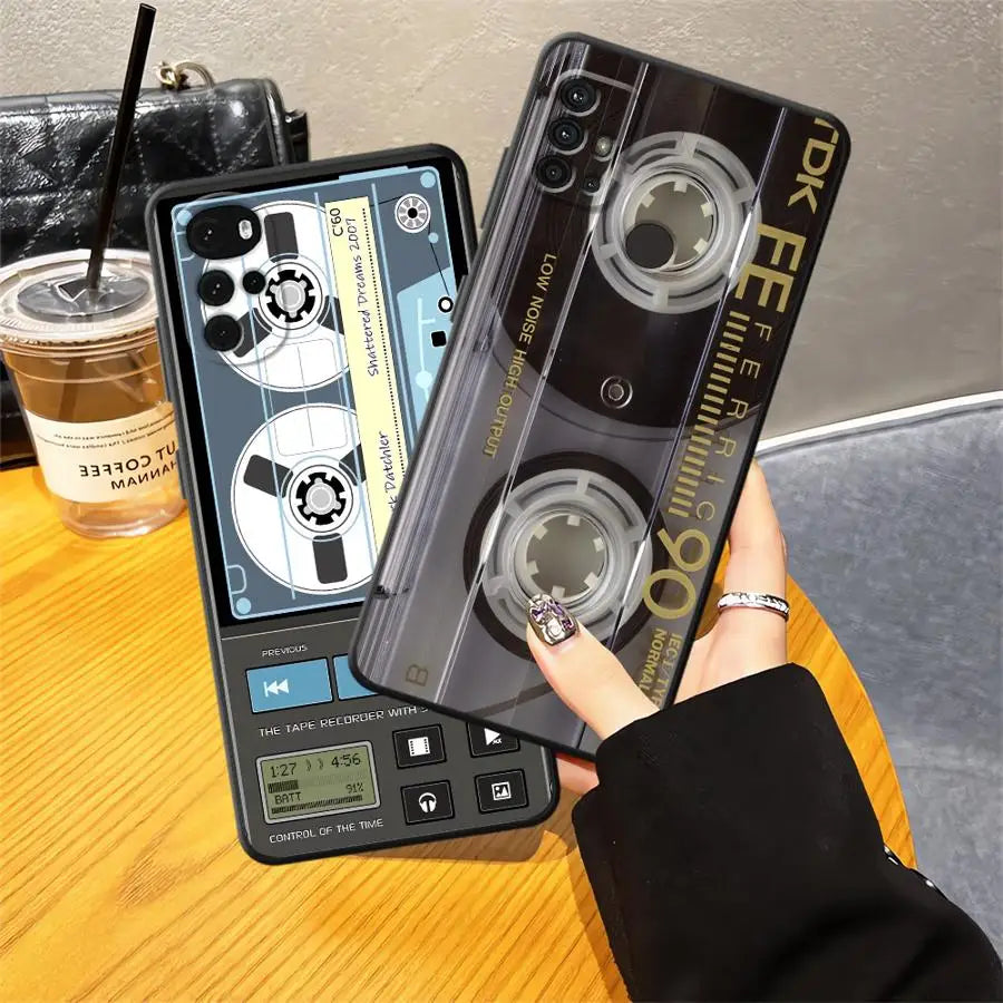 Vintage Cassette Case for Motorola Moto G50 G60s G53 G30 G71 G52 G32 G51 G73 Edge 20 Pro 30 Lite G22 Edge40 Phone Cover