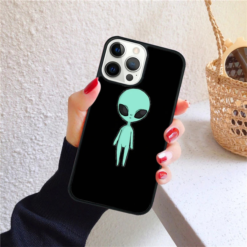 Alien Martian UFO Phone Case for iPhone 17 Air 16 15 14 12 13 PLUS 11 PRO MAX Back Cover Fundas Shell