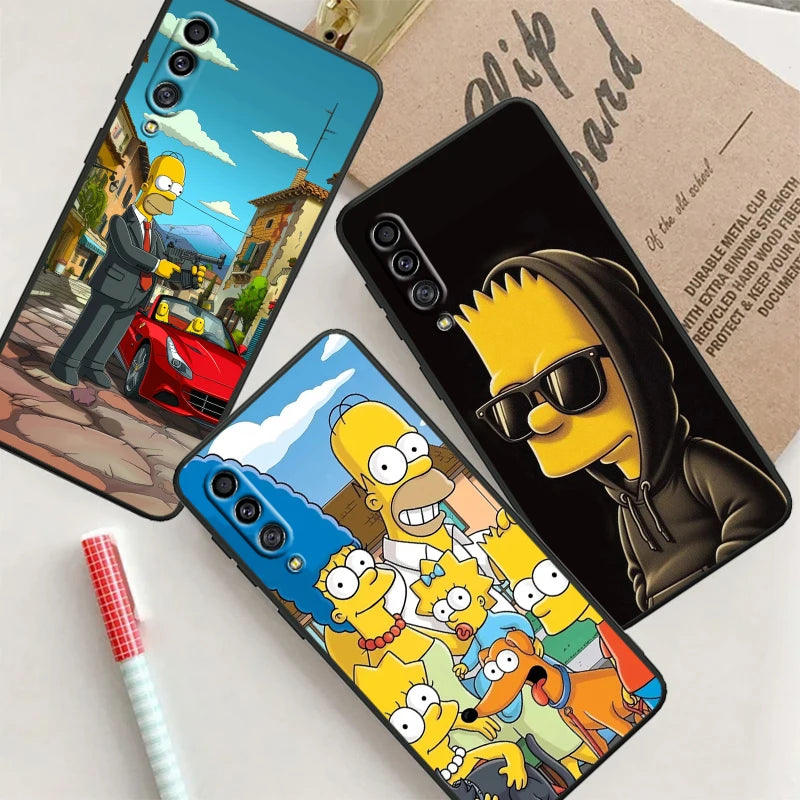 Simpsons Cartoon Fashion For Samsung A53 A52 A33 A32 A51 A71 A21S A13 A73 A50 A22 A23 A03 A72 A54 A12 5G Black Soft Phone Case